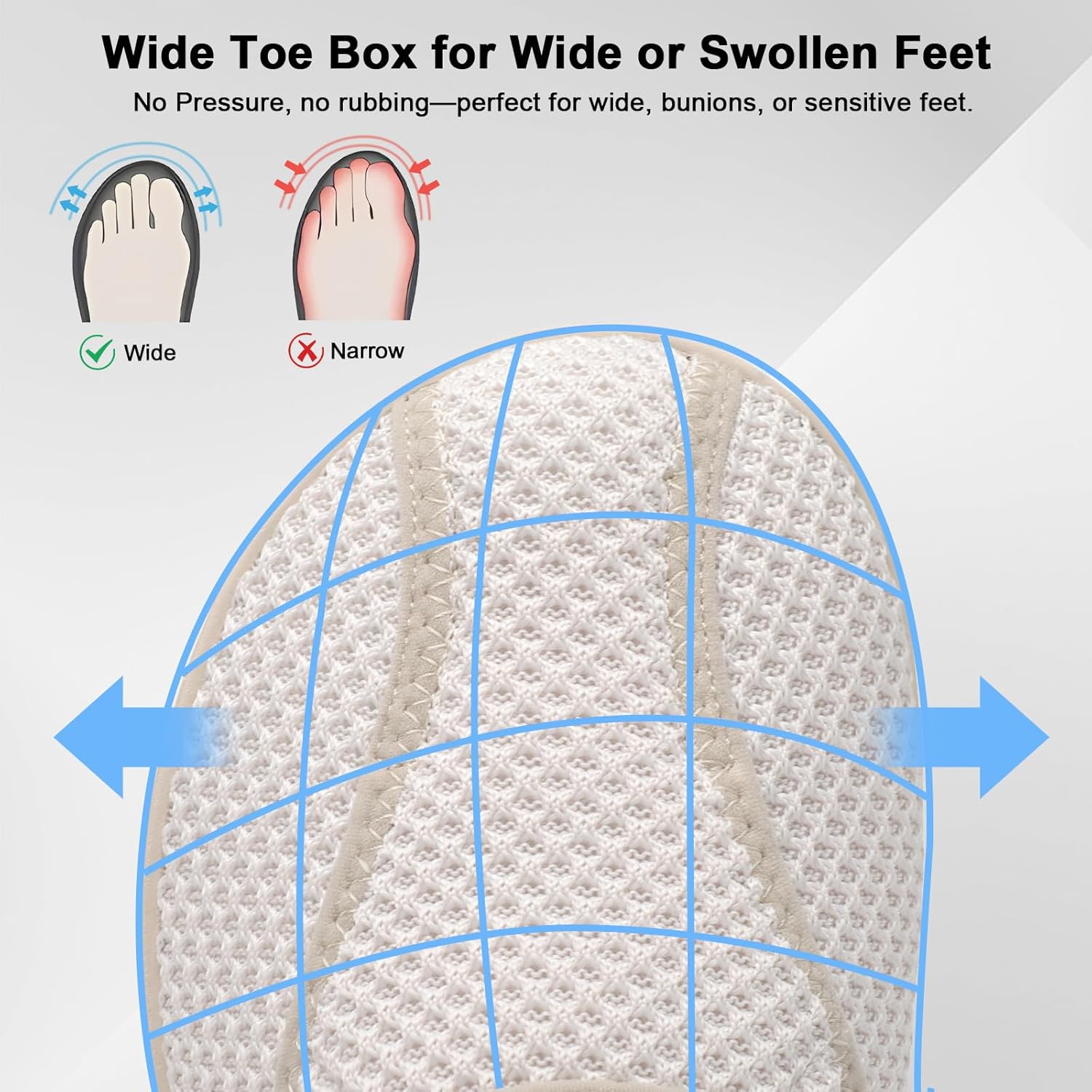 JOINFREE Diabetic Wide Walking Shoes for Women & Men with Adjustable Upper, Zero Drop Non Slip Casual Sneakers Comfortable for Edema, Arthritis, Swollen Feet & Elderly
