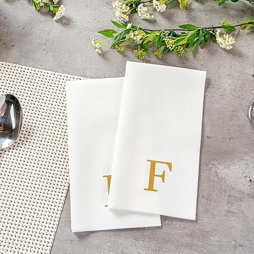 Miniatura 158 de Luxenap - Toallas de invitados de 15.8 x 7.9 pulgadas, 50 toallas de mano con letras plateadas, letra "P", fuente Sans Serif, servilletas de papel