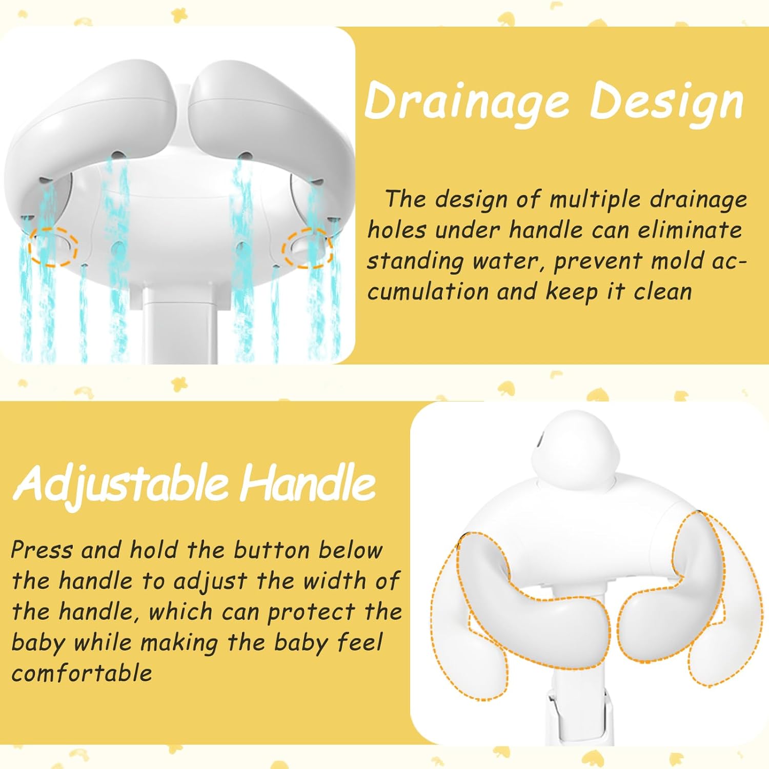 Baby Shower Stand with Anti-slip Base, Adjustable Child Stand for Shower Infant Bath Support Stand Bath Stand for Toddlers 6-36 Months (Grey)