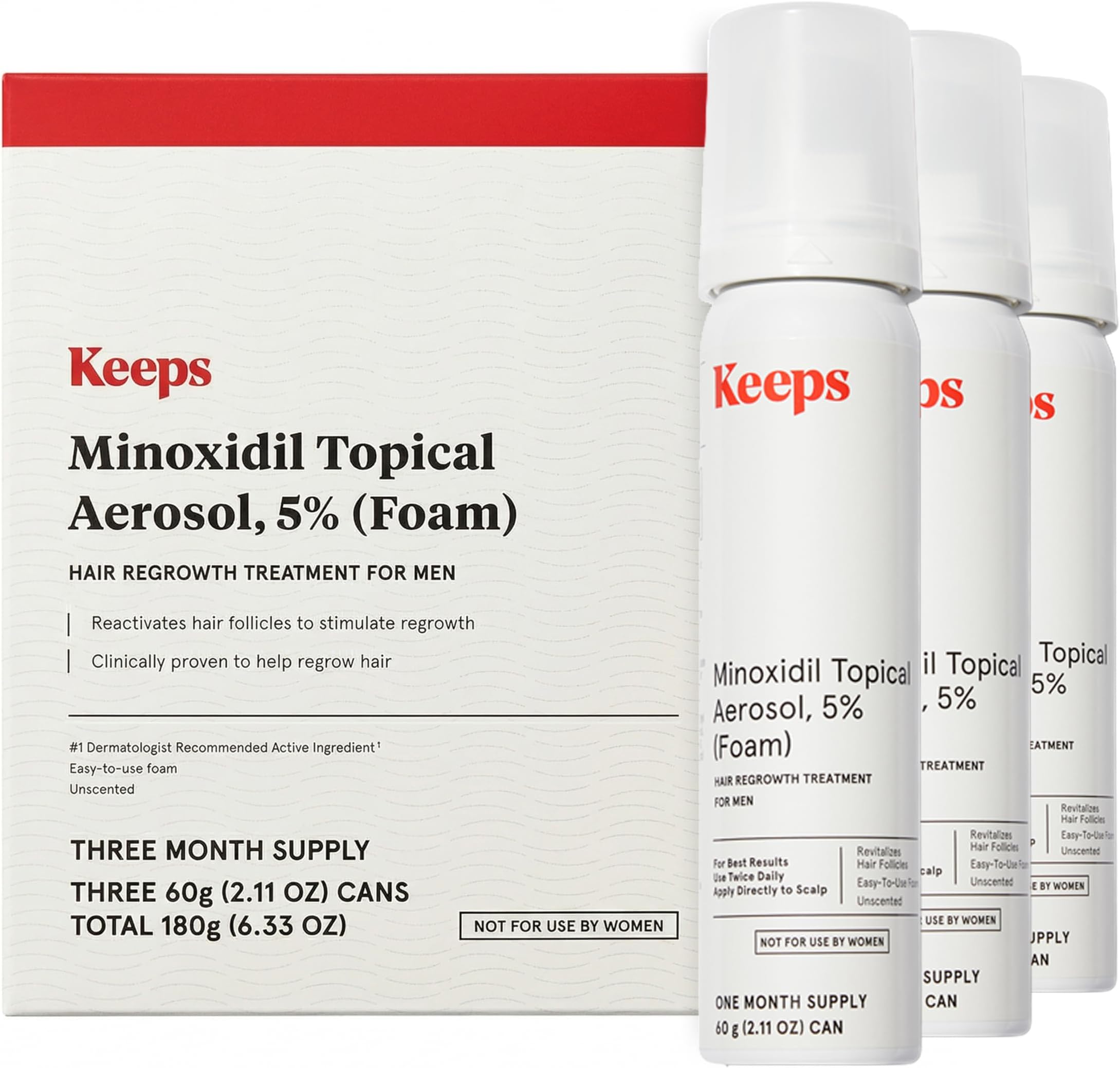Extra Strength Minoxidil for Men - 5% Minoxidil Hair Growth Serum - Hair Loss & Regrowth Treatment for Thinning & Bald Spots - Clinically Proven Hair Growth Products - Unscented Topical Aerosol