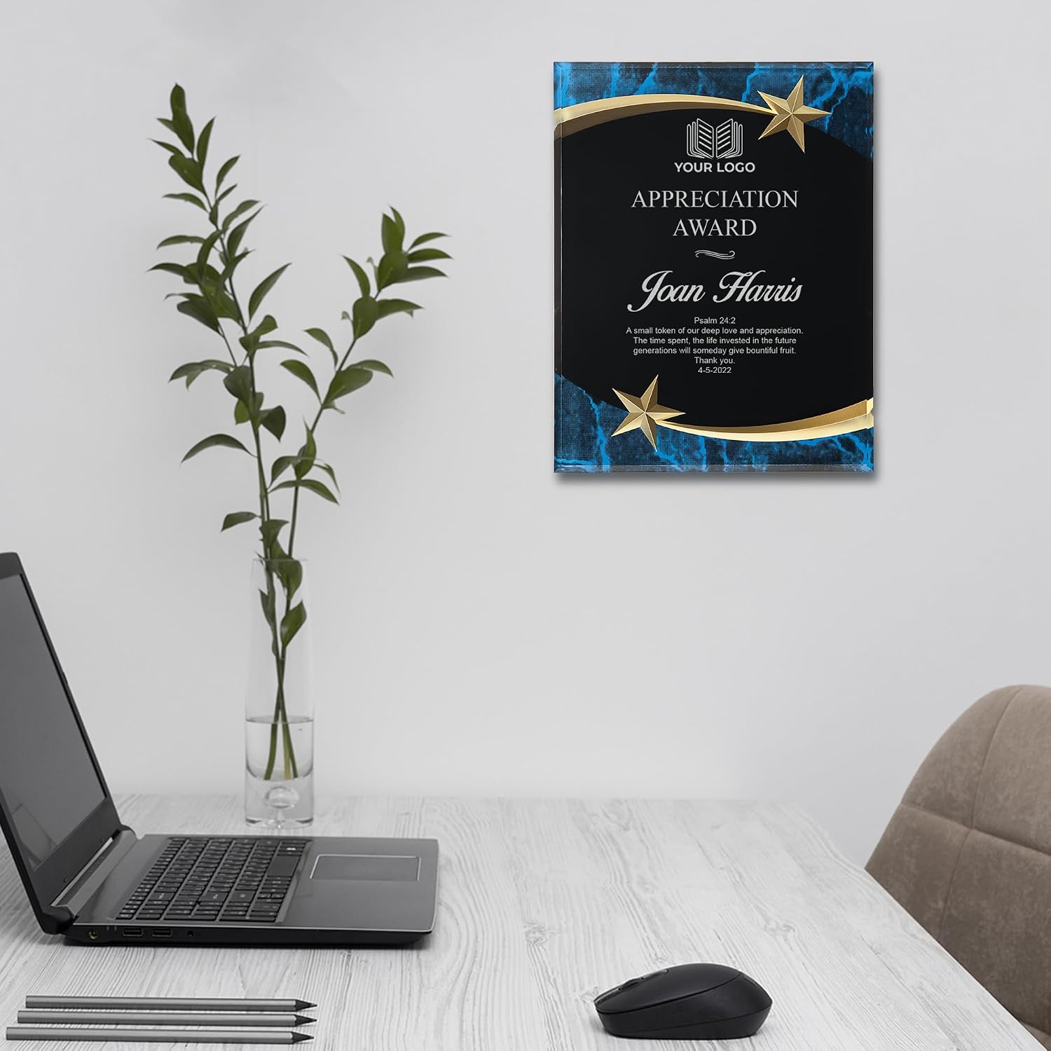 Personalized Marble Shooting Star Acrylic Award Plaque - Green, 7" x 9"