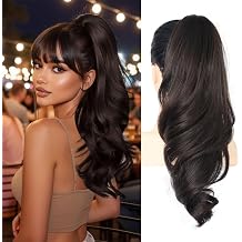 18" Pony Tails Hair Extensions Clip In Ponytail Hair Extensions Clip On Ponytails for Women Clip On Hair Ponytail Extension Hair Pieces for Women Long Wavy Pony Tails Fluffy Natural Looking