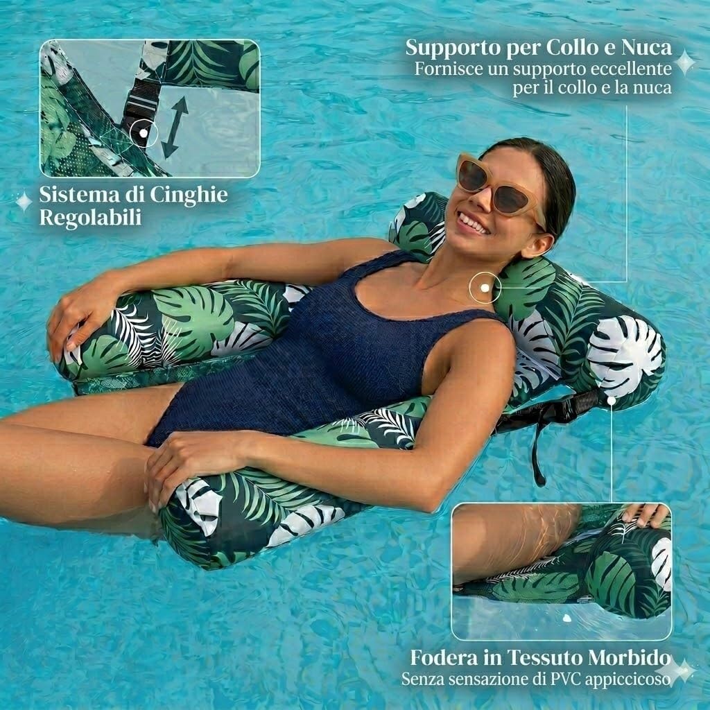 Lot de 2 hamacs flottants pour piscine, gonflables, résistants pour adultes, parfaits pour les fêtes, l'été, la mer, le lac et les moments de détente dans l'eau.