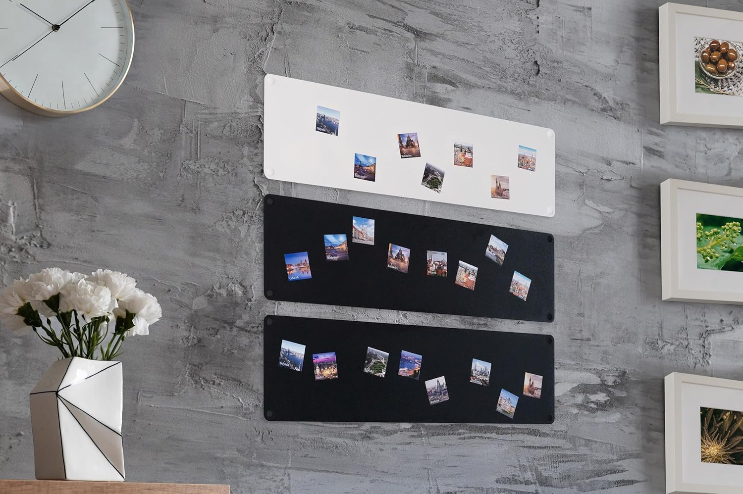 5 x Lavagna Magnetica da Parete in Acciaio Nera 80x22 cm, Memo-Board, Pannello Magnetico per Calamite, Lavagna da Cucina, Ufficio, Camera dei Bambini