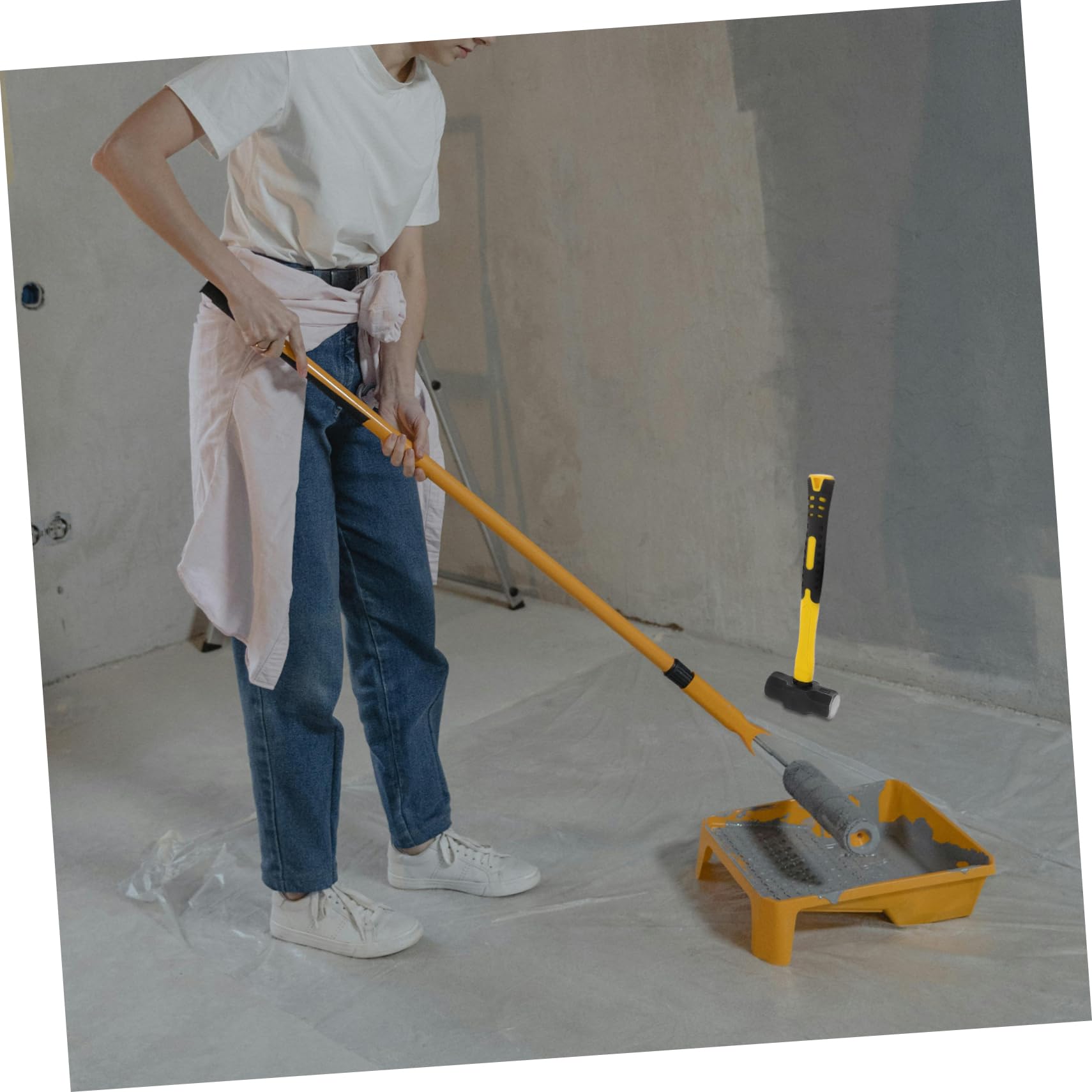 Martillo Octogonal de Acero al Carbono 2 Piezas para Demolición | Mango Ergonómico, Resistencia al Impacto, Uso en Renovación y Construcción, Color Amarillo