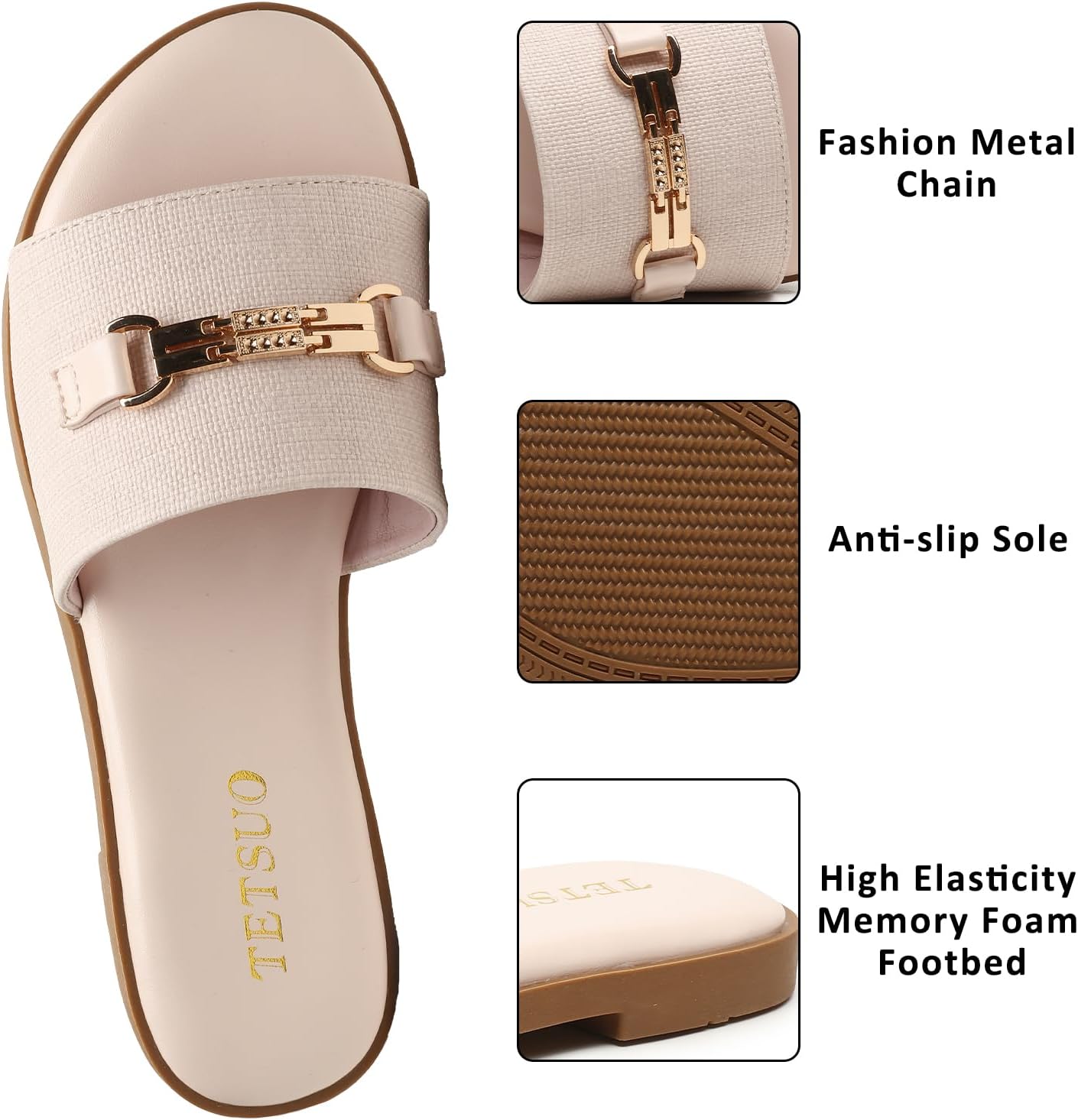 TETSUO Flat Sandals for Women 2026 Slide Sandals Summer Fashion Women Dressy Slip on Shoes for Party Wedding Vacation Beach Walking Square Open Toe Shoes - Image 5