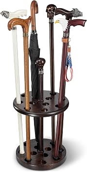 Asterom Handmade Wooden Stand for Walking Sticks & Umbrellas - Stylish Display Cane Stand Holder for Entryway Walnut Color