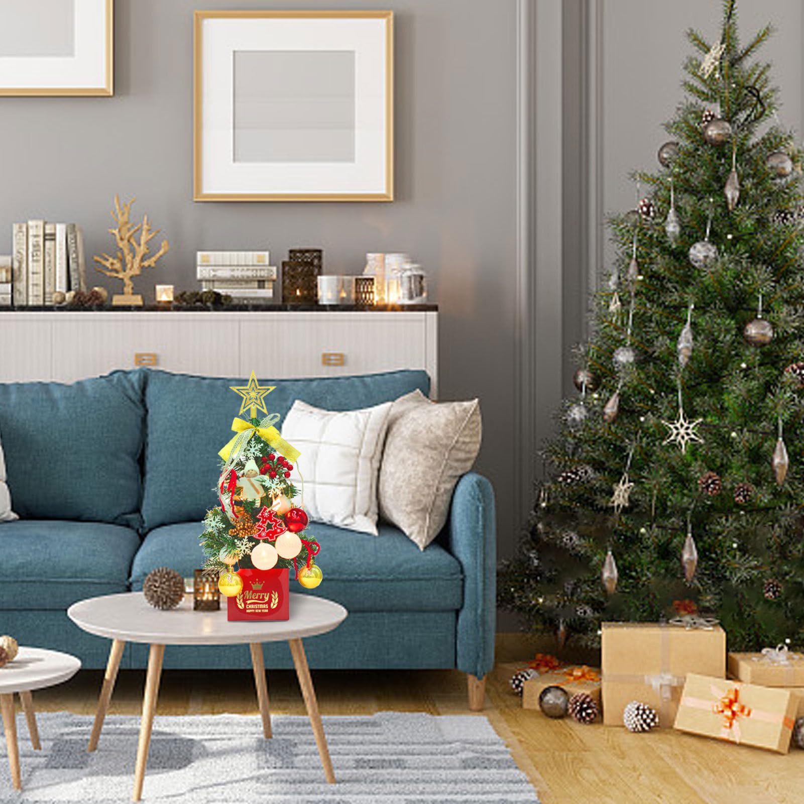 Árbol de Navidad de Escritorio | Adornos de Mesa de árbol Artificial con Forma de Estrella,Regalos navideños y decoración de Fiestas, centros de Mesa para Ventana de Escritorio navideña Zorq