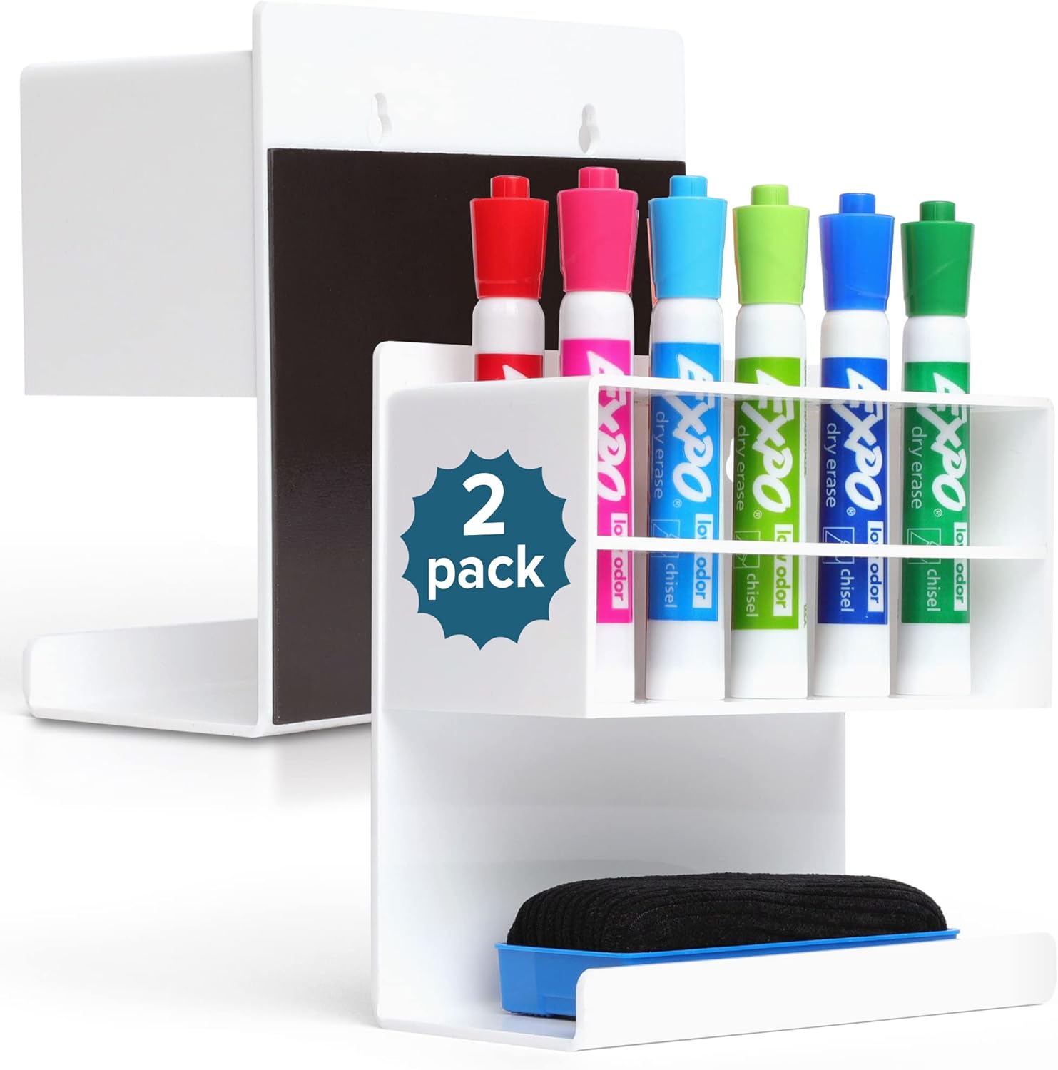 ERASÜ White Acrylic Dry Erase Marker Holder