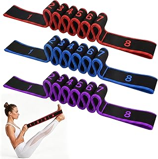 3-Pack Fitness Resistance Band 8-Section Numbered Elastic Resistance Band, Suitable for Pilates, Exercise and Resistance Training, Glute Training, Stretching and Yoga