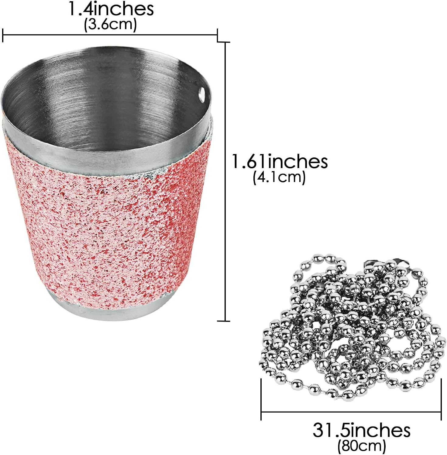 6Pcs Pink Chain Shot Glasses, Hanging Shot Glasses Stainless, for Espresso Whiskey Bar Home Restaurant Camping Metal Barware Gift (Pink)
