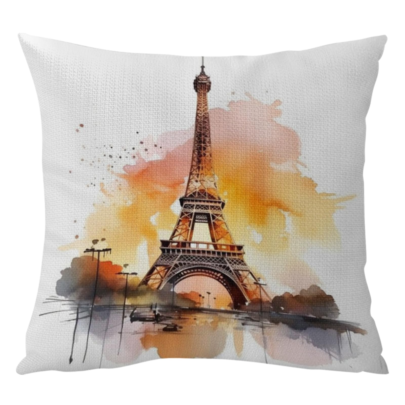 Poetrydraw White Eiffel Tower 11Ct 3-Strand Diy Cross Stitch Pillow Kit 45X45cm Handmade Cushion Cover For Adults & Beginners