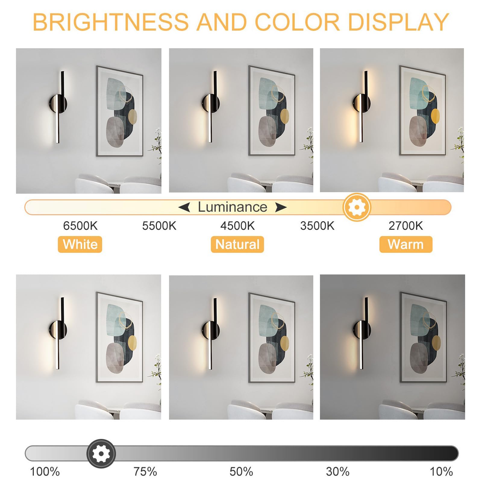 Wandleuchte LED Innen Dimmbar Wandlampe mit Fernbedienung Lange Parallele Moderne Wandleuchten Badezimmer Wandbeleuchtung für Flur Treppenhaus Wohnzimmer Schlafzimmer