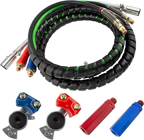 BOXI 3 en 1 15 pies de envoltura resistente de 7 vías para camión tractor remolque cable eléctrico cable envolvente ABS y manguera de línea de aire