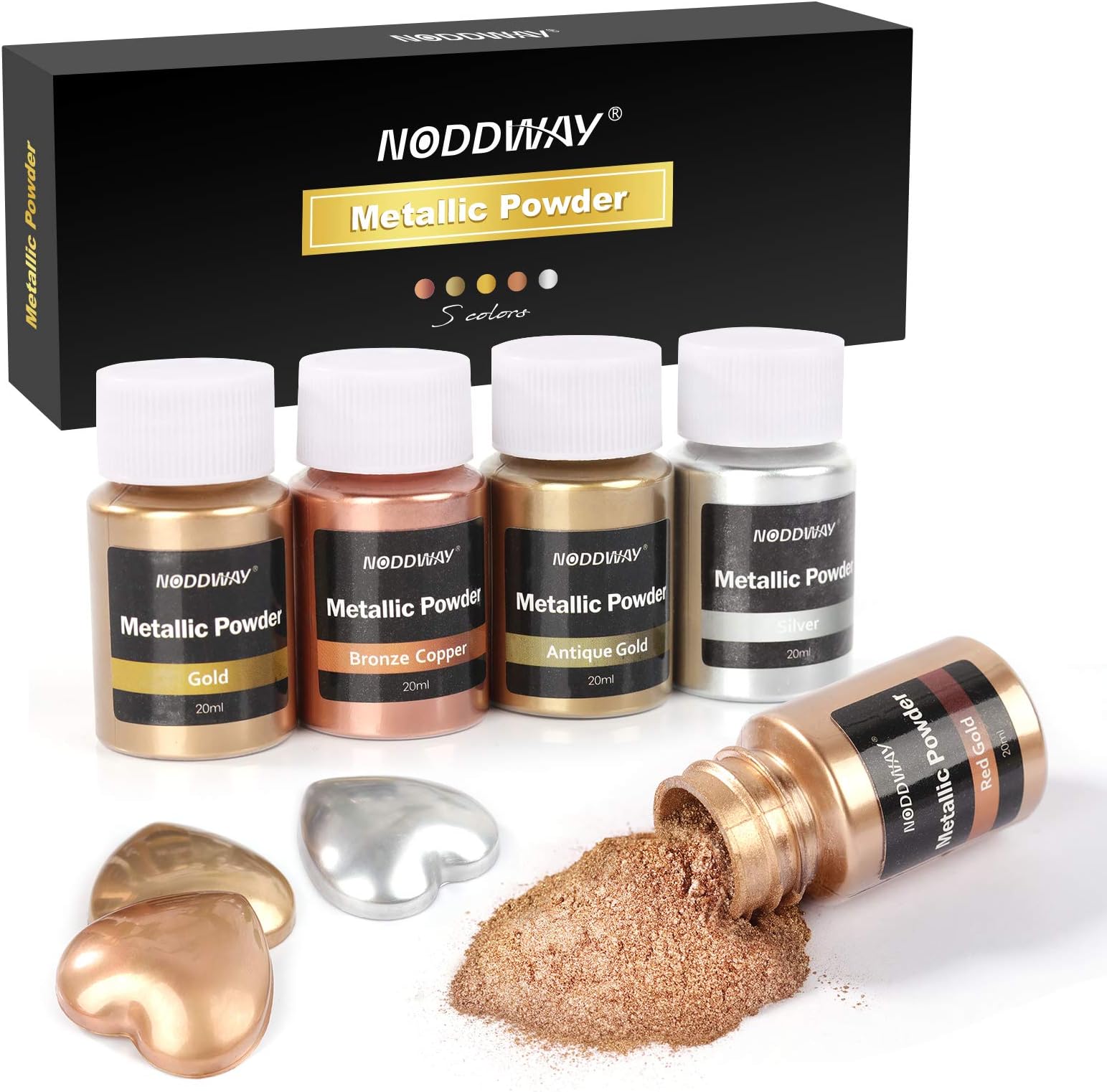 NODDWAY 5 Colors Metallic Pigment Powder