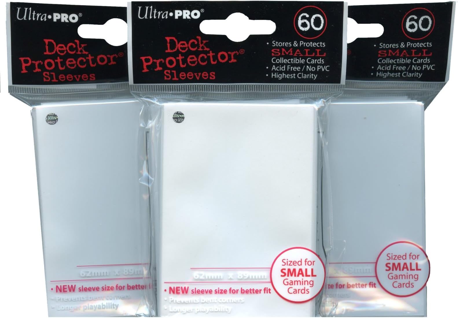 Ultra Pro Card Supplies YuGiOh Sized Deck Protector Sleeves White 60 Count x3