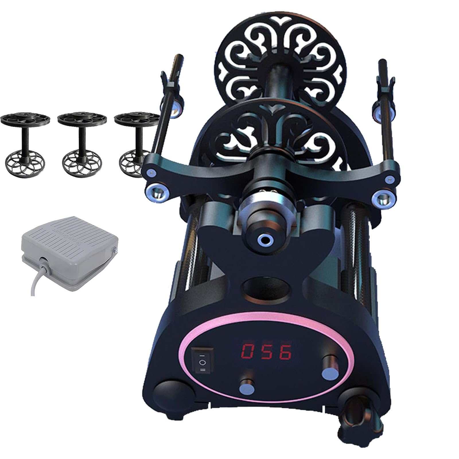 Filatoio Elettrico per La Torsione delle Fibre di Lana, Display Digitale + Regolazione Continua della velocità, avanti E Indietro, per Tessitura E Miscelazione del Filato,Pink