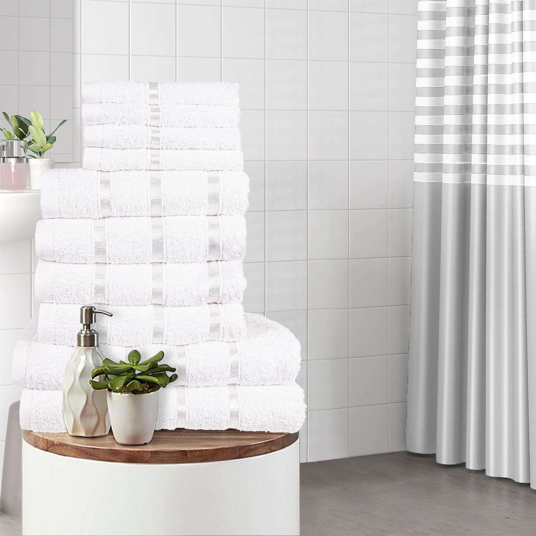 A2Z Lujoso 10 Piezas Toalla Conjunto De Fardos 2X Toallas De Baño (66x118cm) 4X Suave y Absorbente Toallas De Mano (51x81cm) y 4X Acogedor Toallas De Cara (30x30cm) 500 gsm 100% Algodón Toallas
