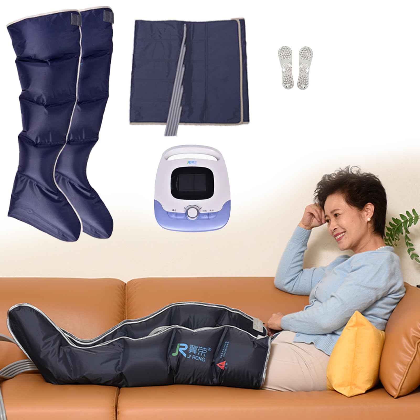 Pressoterapia Professionale per la casa, massaggiatore Completo per Gambe con Funzione di Riscaldamento, Stivali per pressoterapia per Gambe, Braccia massaggianti per pressoterapia