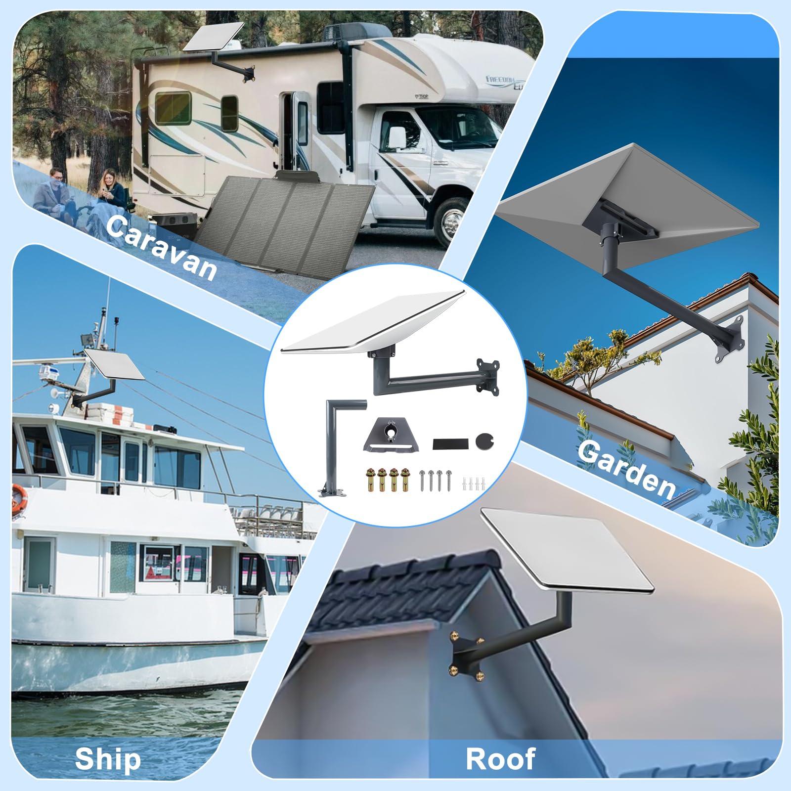 EXLECO Support Mural Starlink Gen 3/Gen 2, Fixation Starlink V3/V2 Réglable à 360°, Adaptateur de Tuyau Starlink Gen 3 Mount D'antenne, Kit de Montagee Compatible avec Starlink V3 Standard Dishy
