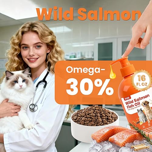 Miniatura 5 de Aceite de salmón silvestre para perros y gatos, aceite de pescado Omega 3 para perros con picazón seca, pelaje para desprendimiento, articulaciones