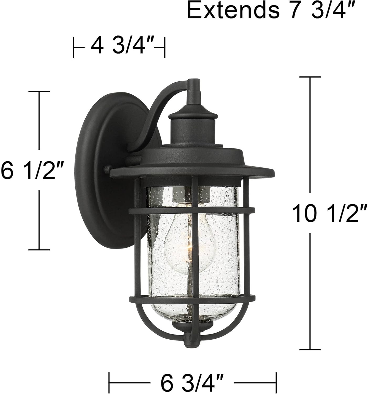 John Timberland Markham Modern Outdoor Wall Light Fixtures Set of 2 Textured Black 10 1/2" Lantern Clear Seedy Glass for Exterior House Porch Patio Outside Deck Garage Front Door Garden Home