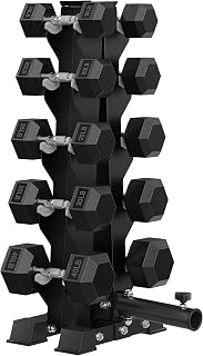 HANDBODE Dumbbell Set with A-Frame Rack, Rubber Coated Dumbbells 260-600 lb | Heavy Duty Dumbbells with Landmine Attachment, Anti-Roll Design for Stability, Home Gym Strength Training Equipment