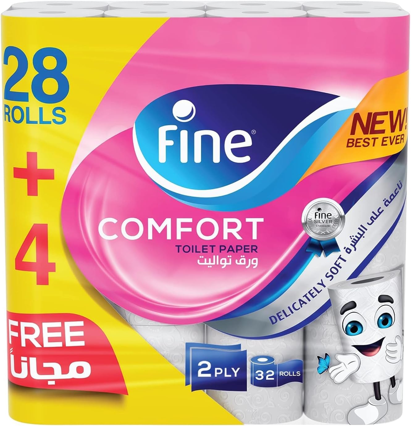 Comfort Toilet Tissues Paper 32 Rolls, 180 sheets x 2 Ply