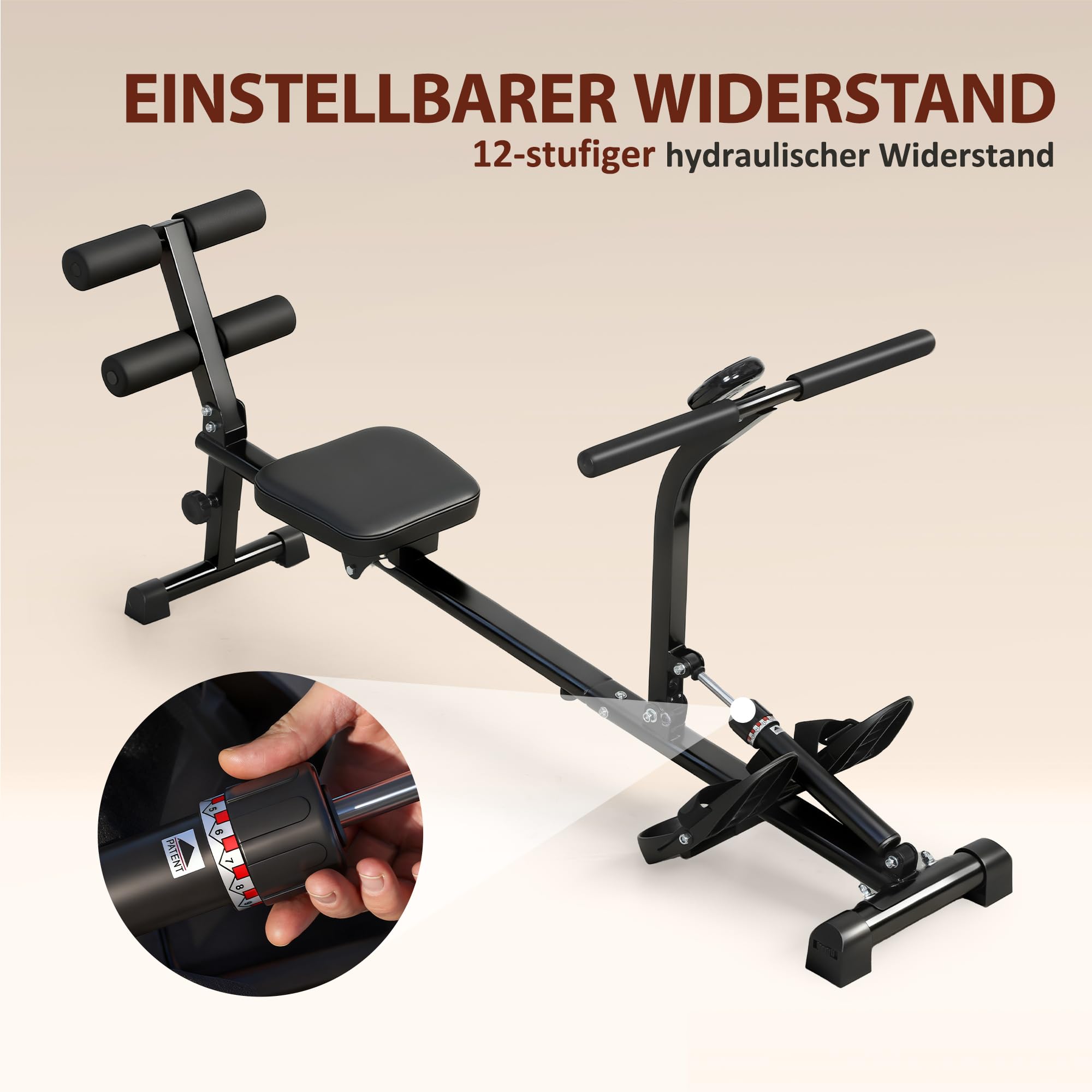 SPORTNOW 2 in 1 Rudergerät für Zuhause leises Rudergeräte mit 12 Widerstandsstufen LCD-Display Sit-up-Funktion Vertikale Lagerung Rudermaschine bis 100kg Heimrudergerät für Heimfitness