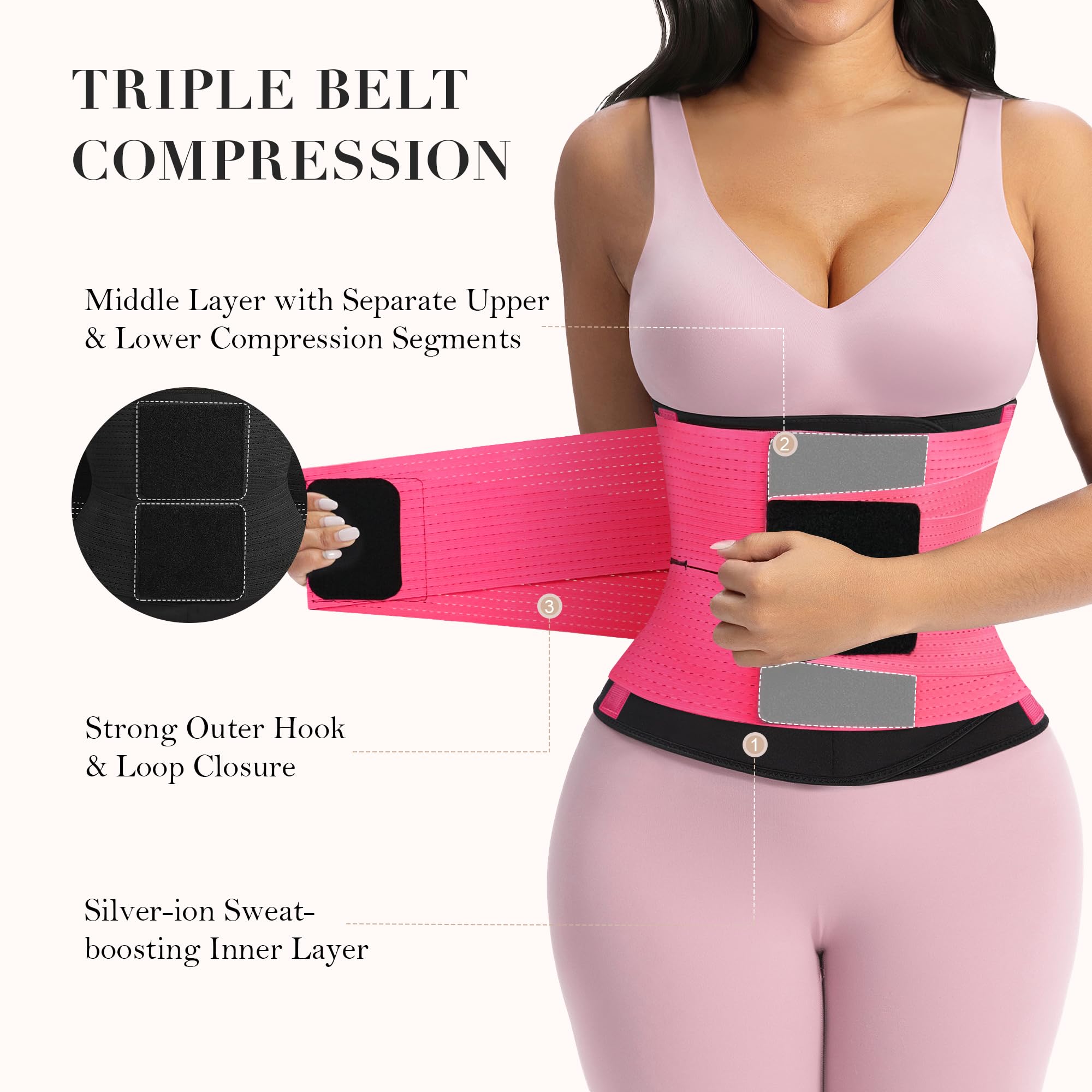 YIANNA Ceinture de sudation pour sauna, entraînement, contrôle du ventre avec triple couche