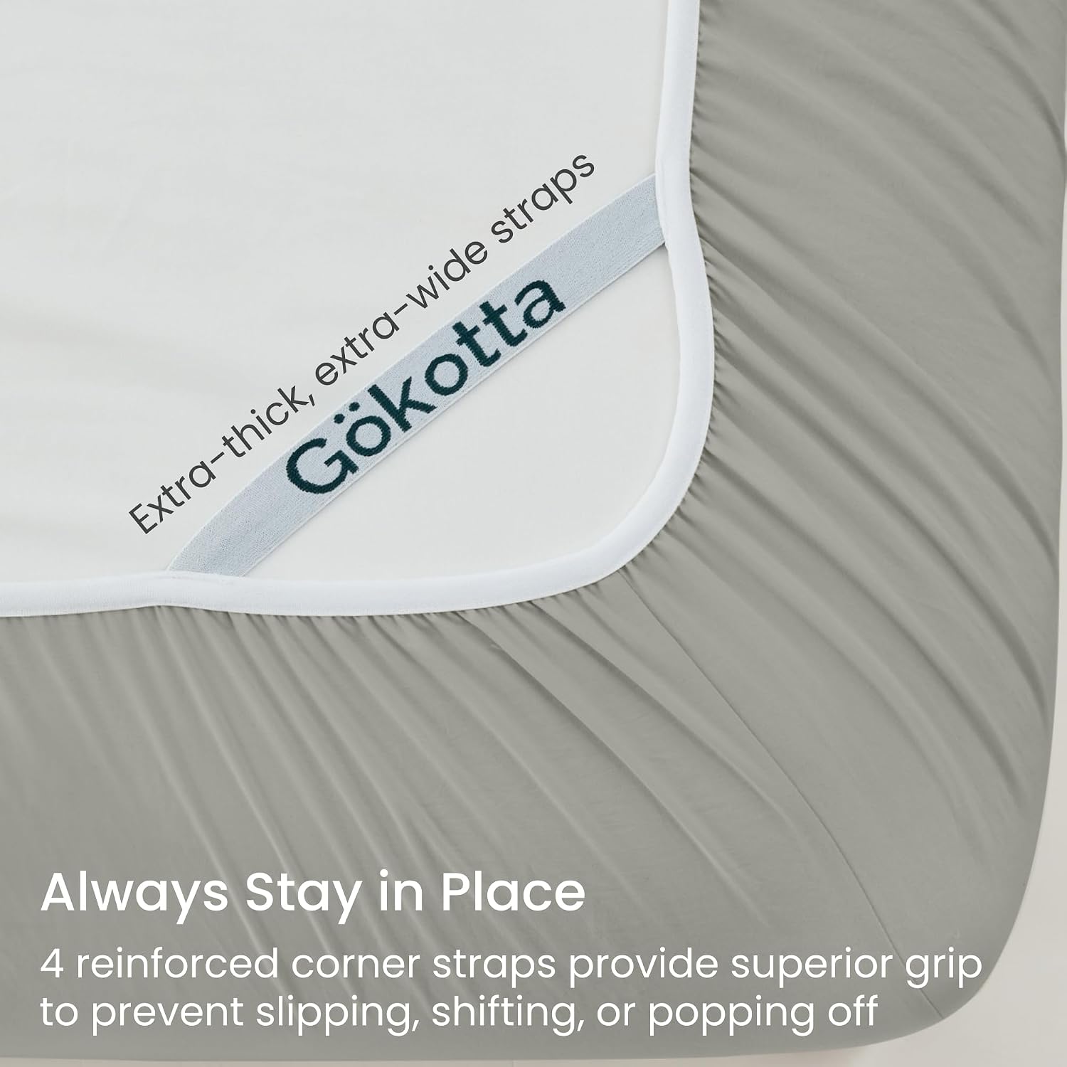 GOKOTTA 3 Pcs King Fitted Sheet & Pillowcase Set (No Flat Sheet), 10-16 Inch Deep Pocket King Sheets with Corner Straps - Brushed Microfiber - Soft, Breathable, Non-Pilling, Wrinkle-Free - Grey