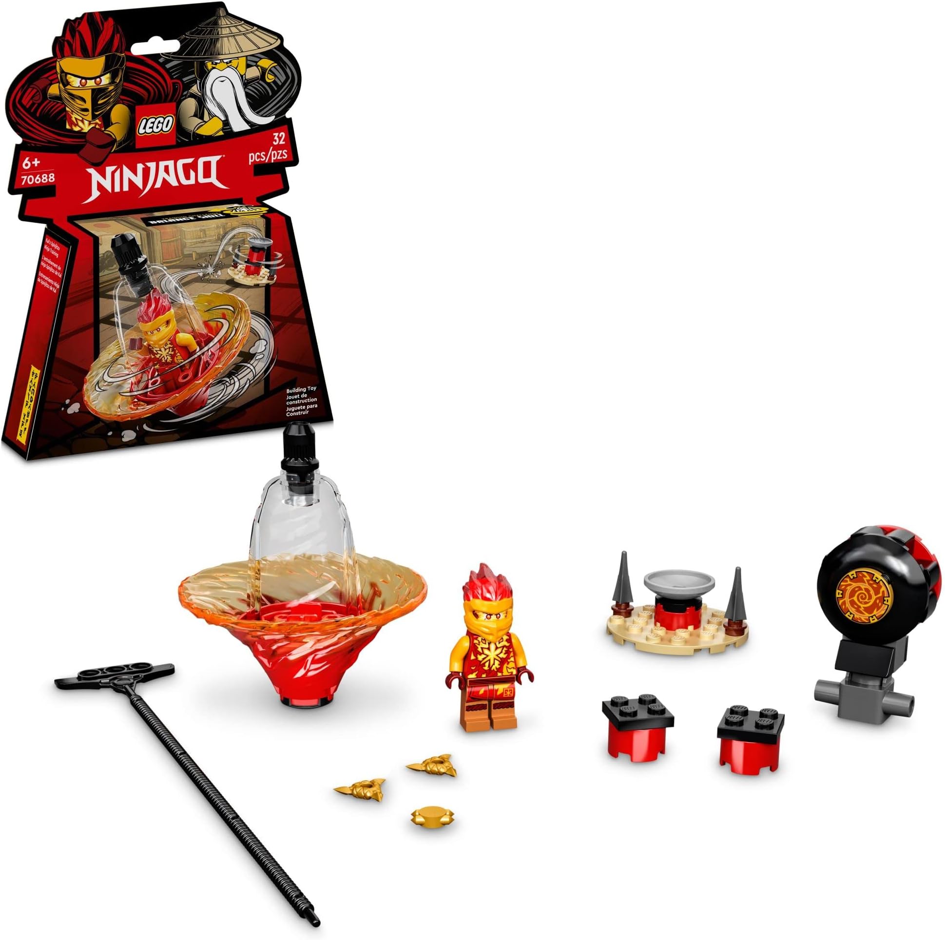 NINJAGO Kai’s Spinjitzu Ninja Training 70688 Spinning Toy Building Kit with NINJAGO Kai; Gift for Kids Aged 6+ (32 Pieces)