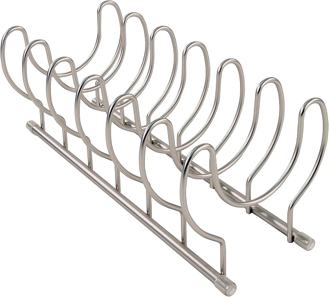 Spectrum Diversified Euro Kitchen Lid Organizer for Plates, Cutting Boards Bakeware, Cooling Racks, Pots & Pans, Serving Trays, and Reusable Containers, Satin Nickel