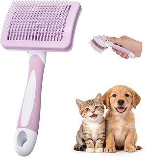 Diboniur Katzenbürste Hundebürste, Selbstreinigende Bürste Für kurz- & langhaarige Hunde/Katzen/Kaninchen, Sauberes Haustierhaar von der Bürste mit Einem Knopf （Rosa）