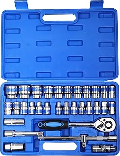 AEGON SS-32 32Pcs 1/2" Drive Socket Hex Wrench Set | 6 & 12 Point Chrome Vanadium Ratchet Tool Kit | with Extension Bars, ...
