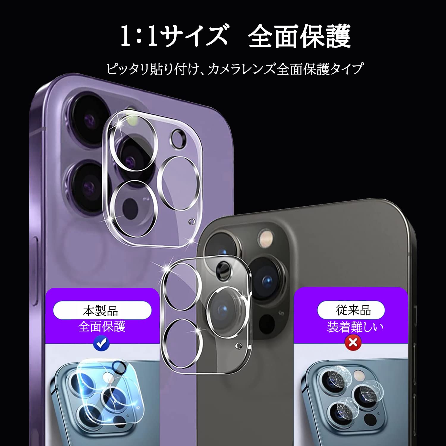 Amazon | 【2枚セット】iPhone 14 Pro/iPhone 14 Pro Max用カメラ 