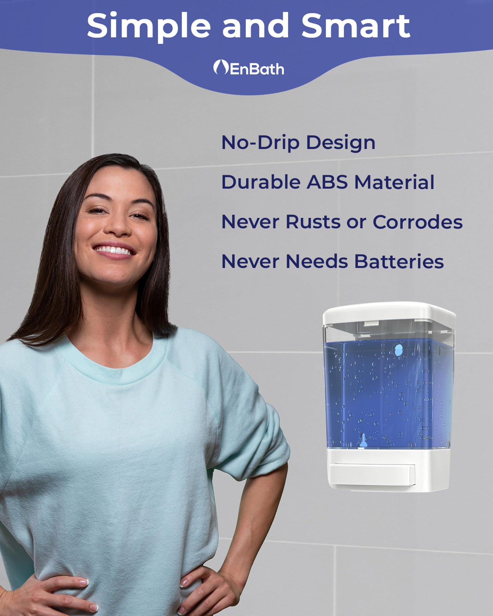 Dispensador de jabón de montaje en pared para baño (paquete de 2 unidades), dispensador de jabón de manos comercial de 33.8 onzas (1000 ml), dispensador de jabón/desinfectante manual montado en la