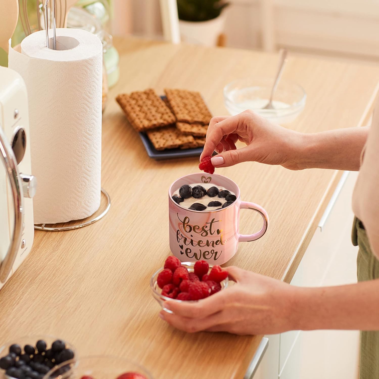 BFF Friend Gifts for Women - Pink Ceramic Marble Coffee Mug Cup 11.5oz w/ Keychain - BFF Friend Ever - Funny Friendship Gifts for Women - Novelty Present - Holiday Gifts for BFF, Besties, Sister, Her - Image 5