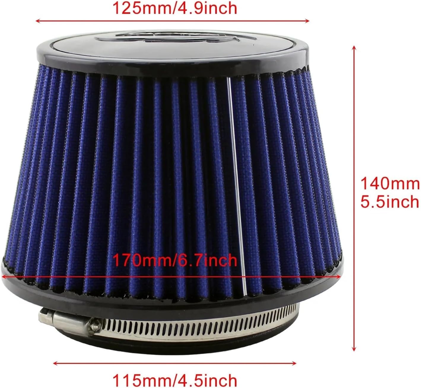 Air Filter Performance Cold Intake Systems Kit Racing Sport Cone Filters 115mm(115mm-Red)