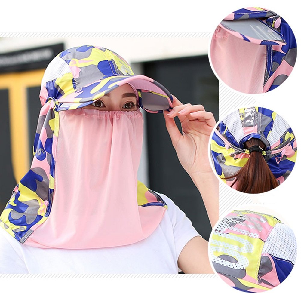 Yong FEI Sombrero de Verano, Sombrero de Sol Estirable Brim Cobertura Completa Cara Plegable Viajes de Playa Transpirables, 10 Colores Opcionales Sombrero de Sol de Verano (Color : 1#)