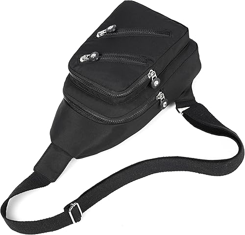 Miniatura 5 de Bolso bandolera pequeño Mochila para mujer, bolsa cruzada para el pecho, riñonera para senderismo al aire libre Correr - Negro