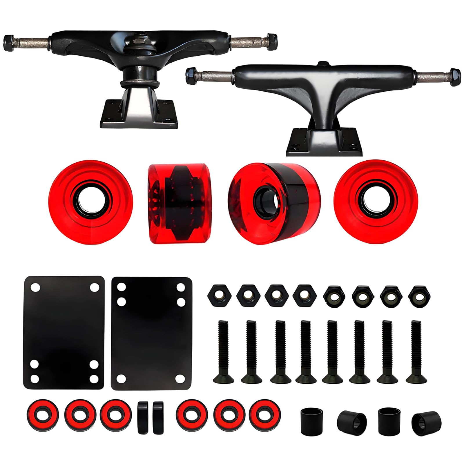 Komplettes 5-Zoll Skateboard Truck mit 60-mm Rad und Präzisionslagern für einfaches Gleiten, sanftes Rollen und Truck Set