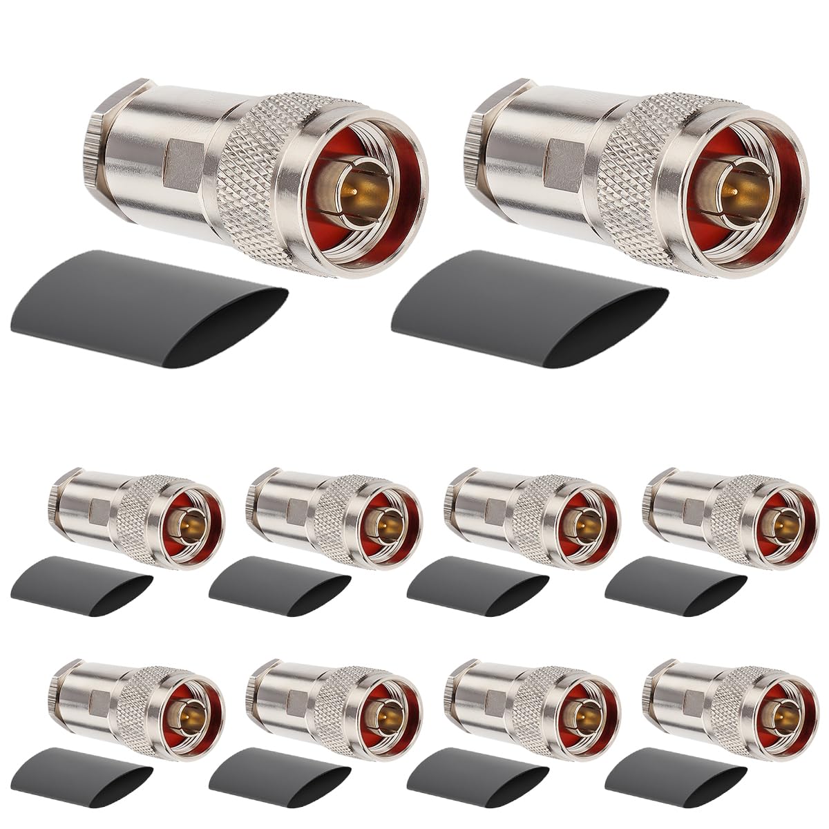 XRDS -RF N Male Connector 10PCS, N Male Plug Attach Connector for LMR400, RG8, Belden 9913, KMR400 RF Coaxial Cables