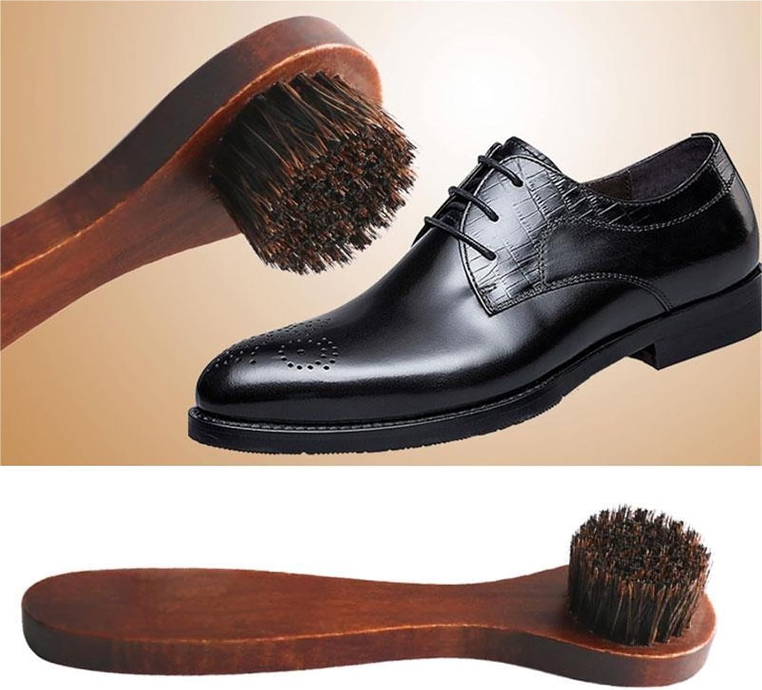 Horse Hair Brushes 4pcs Long-Handled Horse Hair Shoe Brush Soft Round Head Leather Cleaning