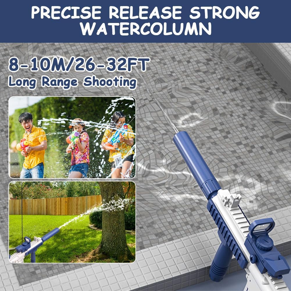 OSDUE Electric Water Gun for Adults, Automatic Squirt Guns Long Range Blaster Up to 32 FT Outdoor Party Shooting Game Toy can Hold Water Bottles Ideal Summer Gift for Pool Beach Activities