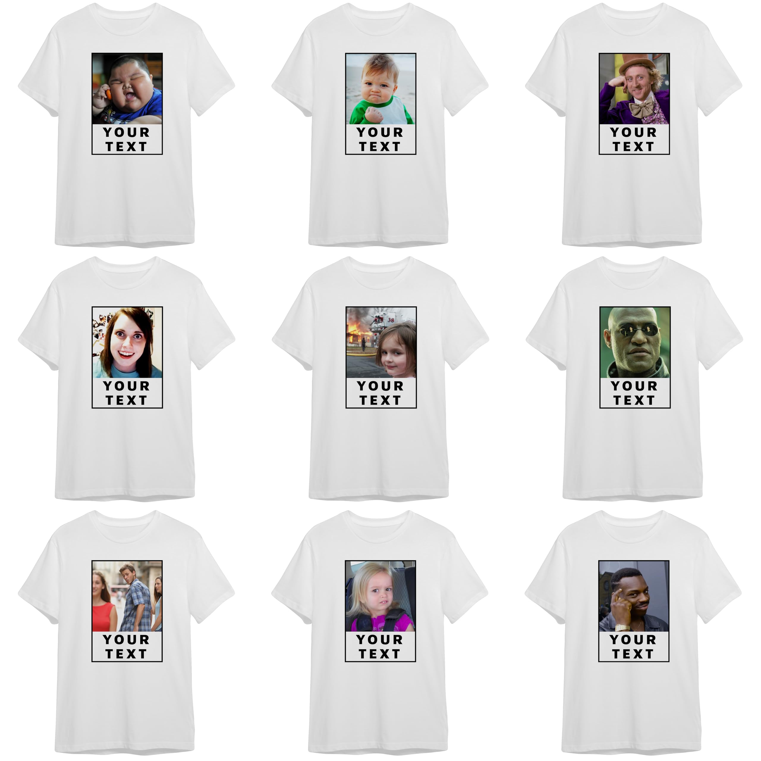 Custom Personalised Famous Funny Oldskool Viral Meme Generator Creator T-shirt Tee | 100% Cotton FOTL 190gsm