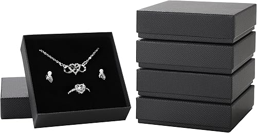 Frantis Paquete de 20 cajas de regalo de joyería, cajas de regalo para collares, aretes y anillos con relleno de algodón y tapas, 3.9 x 3.9 x 1.1