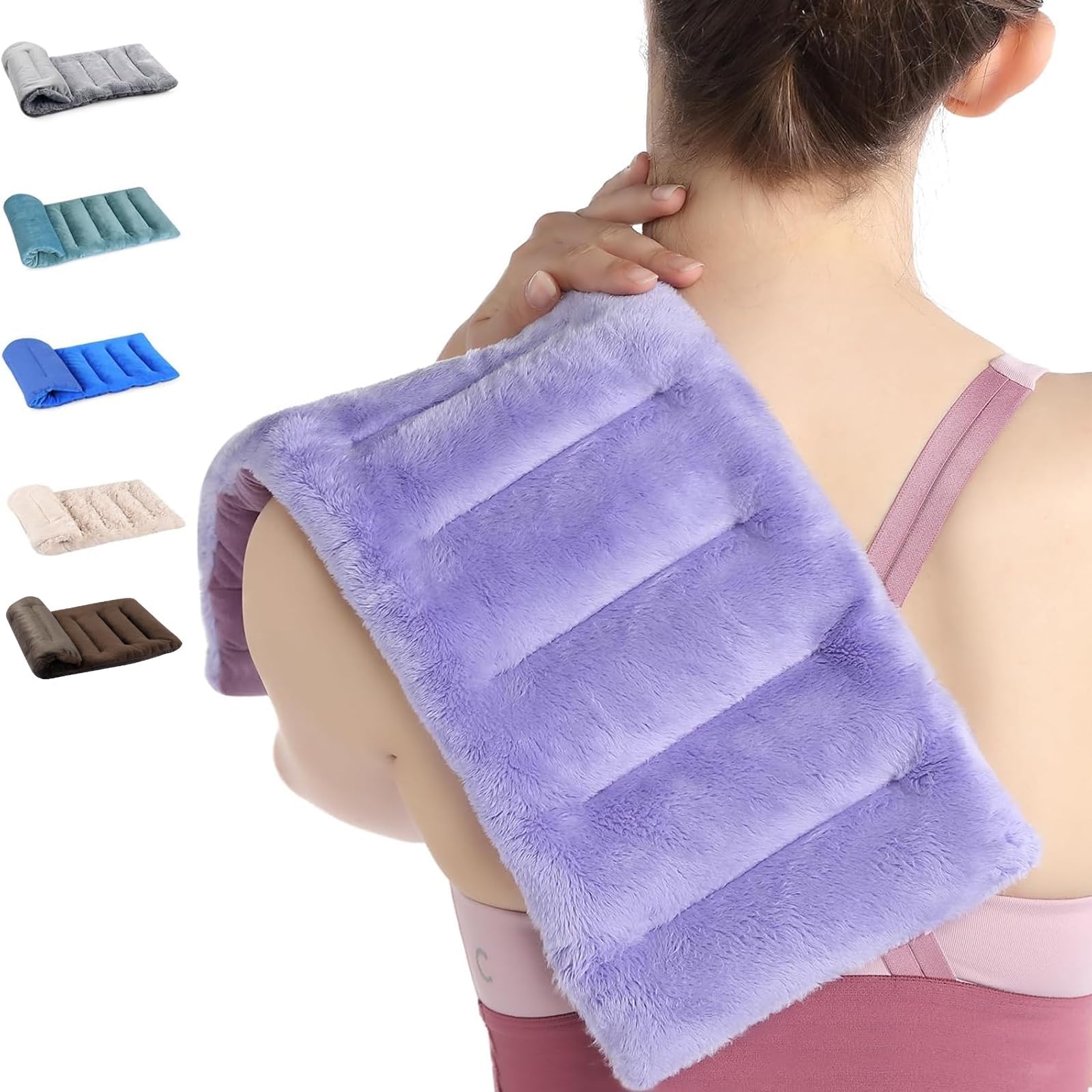 Microwave Heating Pad for Pain Relief, 8 x 17" Multipurpose Heating Pads for Cramps, Muscle Ache, Joints, Back Pain, Neck, Shoulder, Microwavable Heat Pack Moist Heat, Warm Compress, Purple