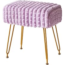IBUYKE Makeup Vanity Chair, Rectangular Footrest Stool, Purple WBD003V