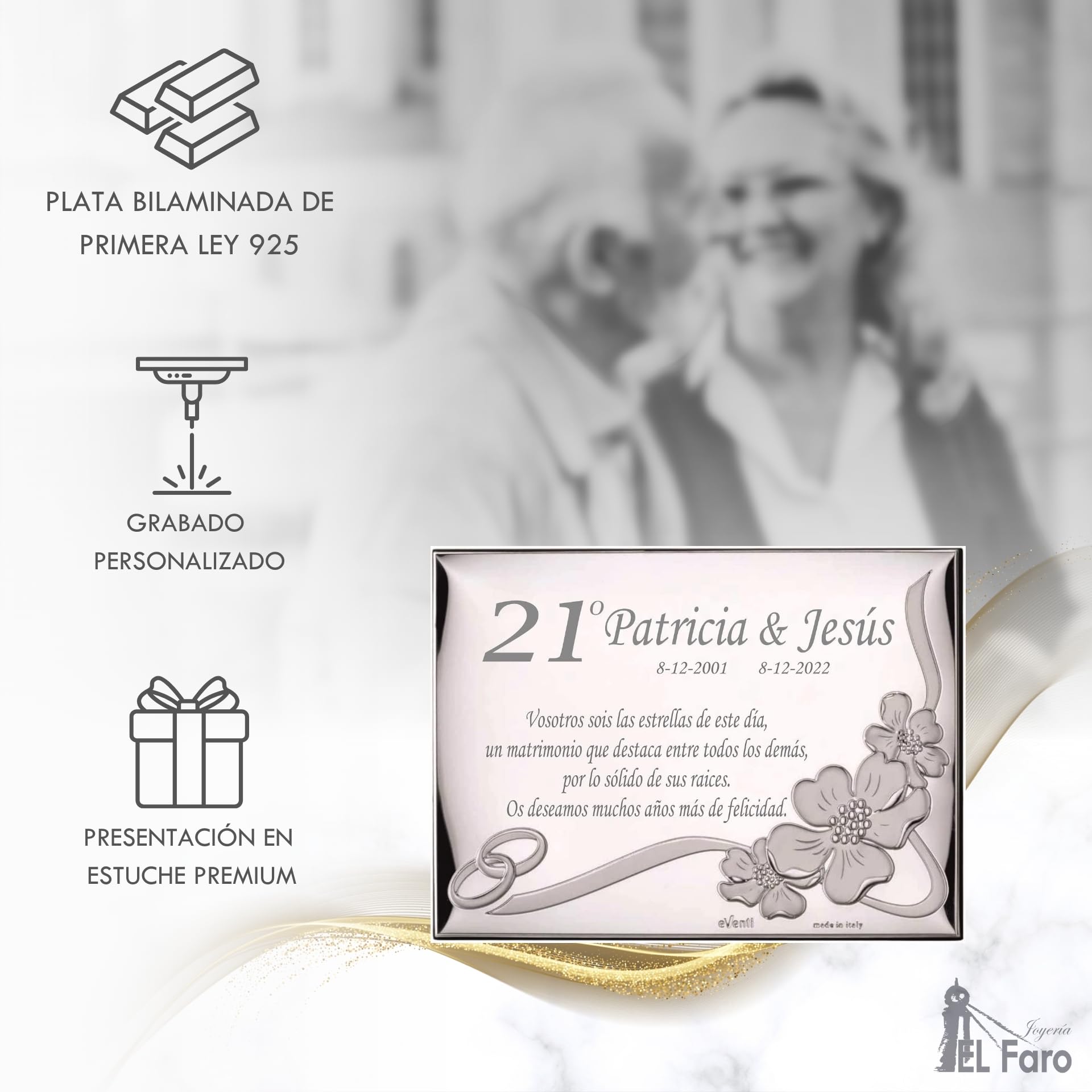Placa conmemorativa personalizada 13x18 homenaje para bodas